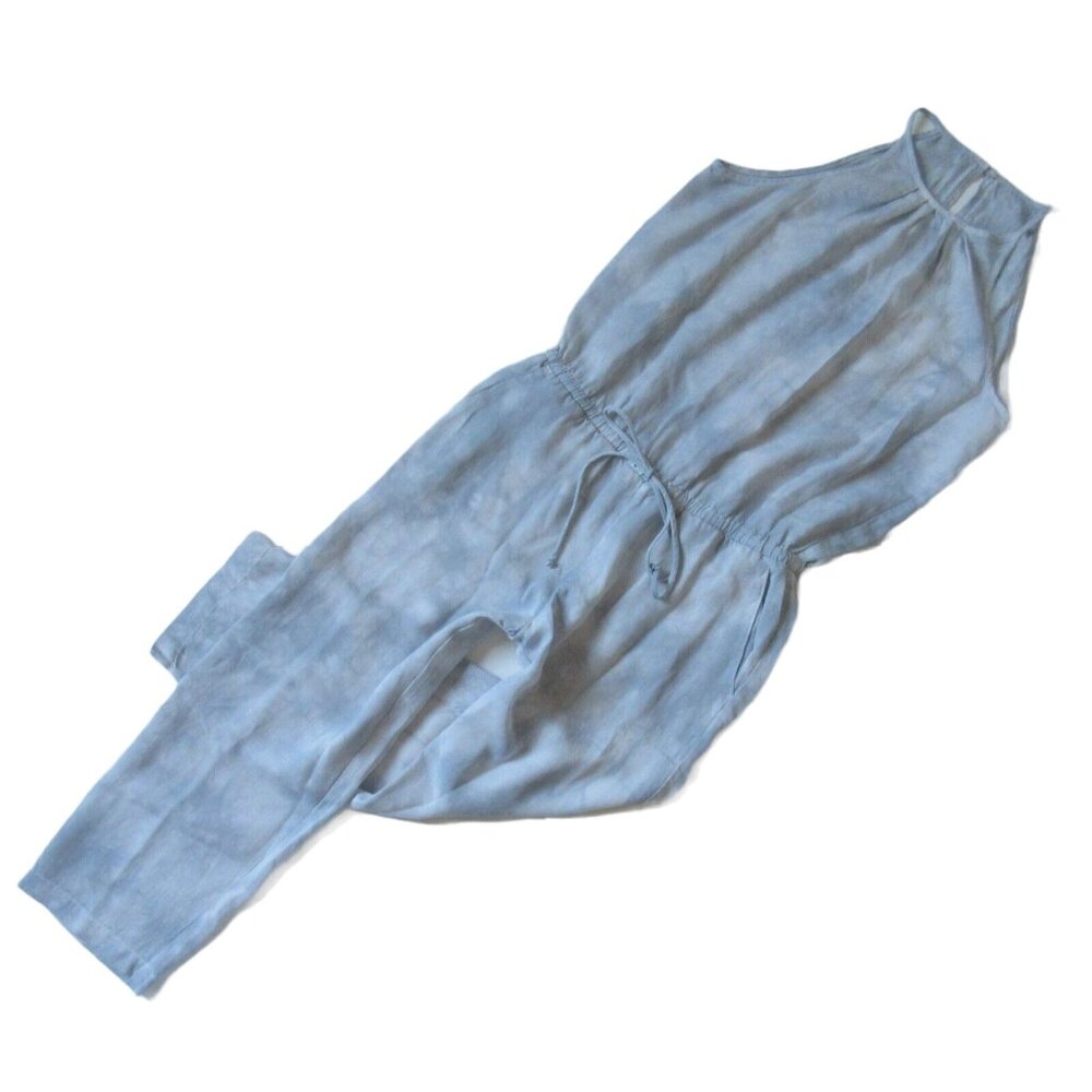 NWoT Anthropologie Cloth & Stone Ice Blue Tie Dye Sleeveless Cropped Jumpsuit M